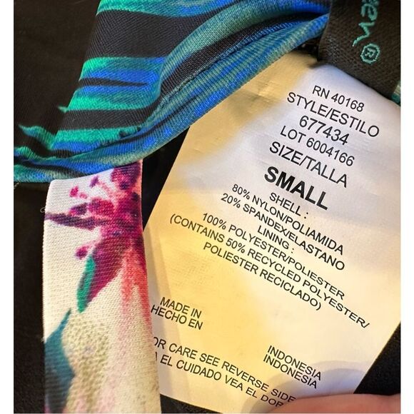 Aqua Green Black Tummy Control Floral One Piece Swimsuit New - Picture 5 of 7